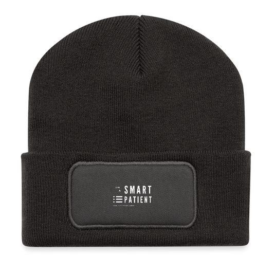 Recycelte Patch Beanie "I'm a smart patient" - Trendy - Dunkelgrau