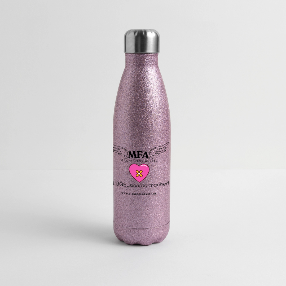 Glitzer Edelstahl Thermosflasche MFA HerzPflaster" - Best Buddy - Pink Glitzer