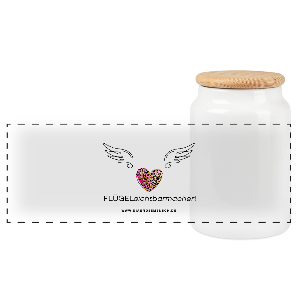 Keksdose mit Holzdeckel "Flügel" - Best Buddy - Weiß