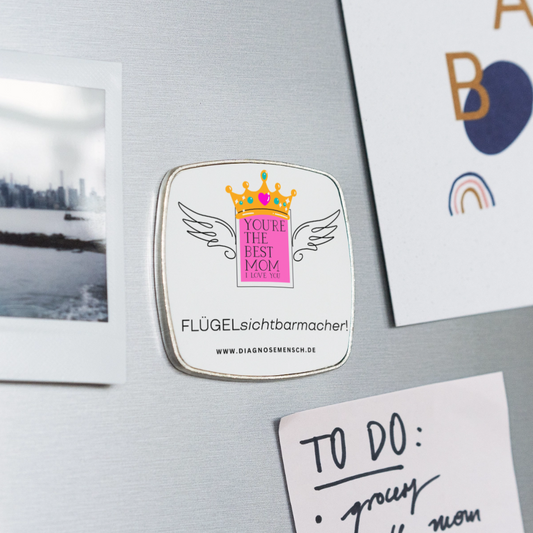 Viereckiger Kühlschrankmagnet "Flügel Mom" - Best Buddy - Weiß