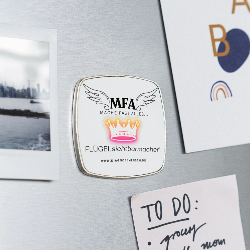 Viereckiger Kühlschrankmagnet "MFA CROWN" - Best Buddy - Weiß