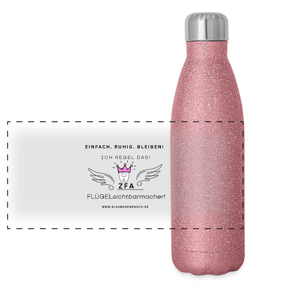 Glitzer Edelstahl Thermosflasche "ZFA" - Best Buddy - Pink Glitzer