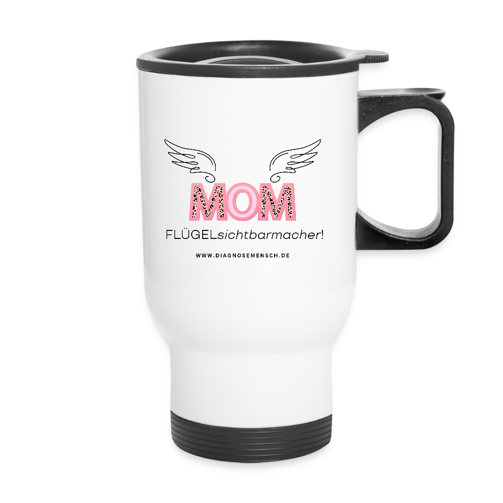 Thermobecher mit Tragegriff "Flügel Mom" - Best Buddy - Weiß