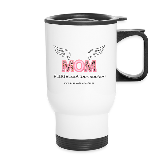 Thermobecher mit Tragegriff "Flügel Mom" - Best Buddy - Weiß