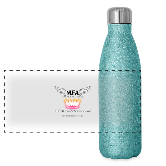 Glitzer Edelstahl Thermosflasche "MFA CROWN" - Best Buddy - Blau Glitzer