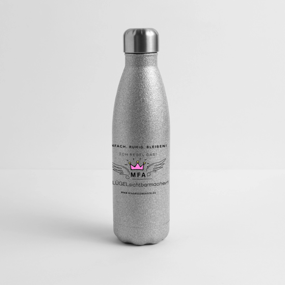 Glitzer Edelstahl Thermosflasche "MFA" - Best Buddy - Sliber Glitzer