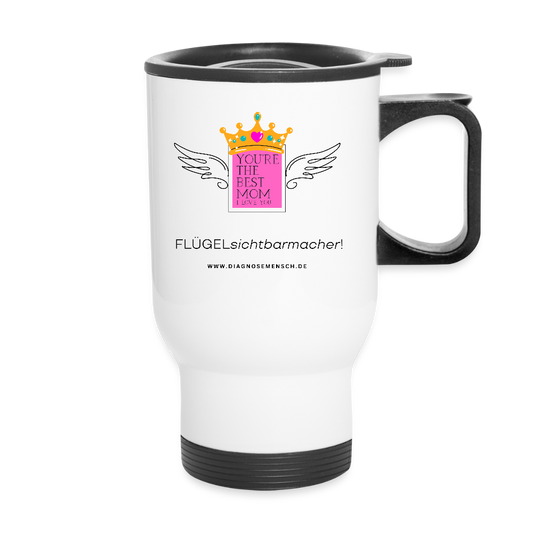 Thermobecher mit Tragegriff "Flügel Mom" - Best Buddy - Weiß