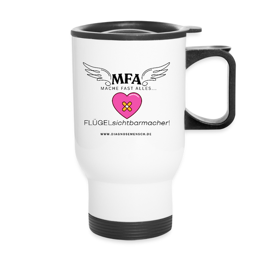 Thermobecher mit Tragegriff "MFA HerzPflaster" - Best Buddy - Weiß