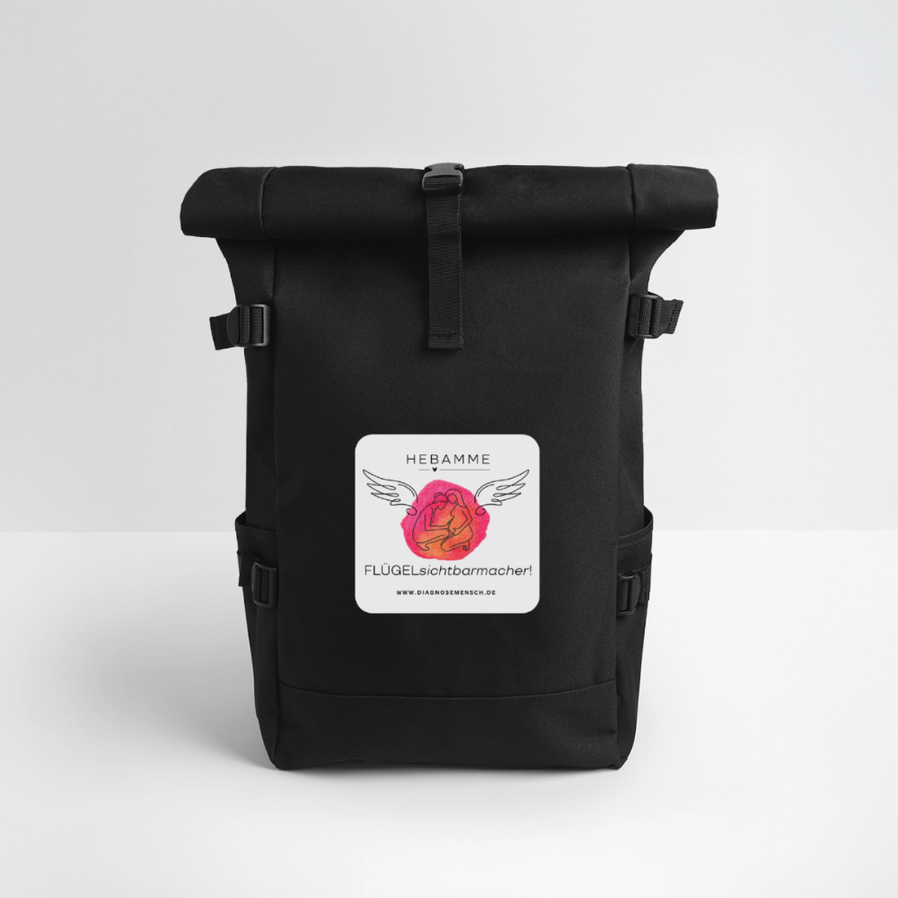 Rolltop Rucksack "Hebamme" - Flügelsichtbarmacher - Schwarz