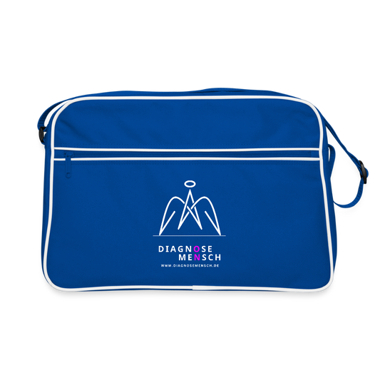 Retro Tasche "Diagnose Mensch - ON" - Blau/Weiß