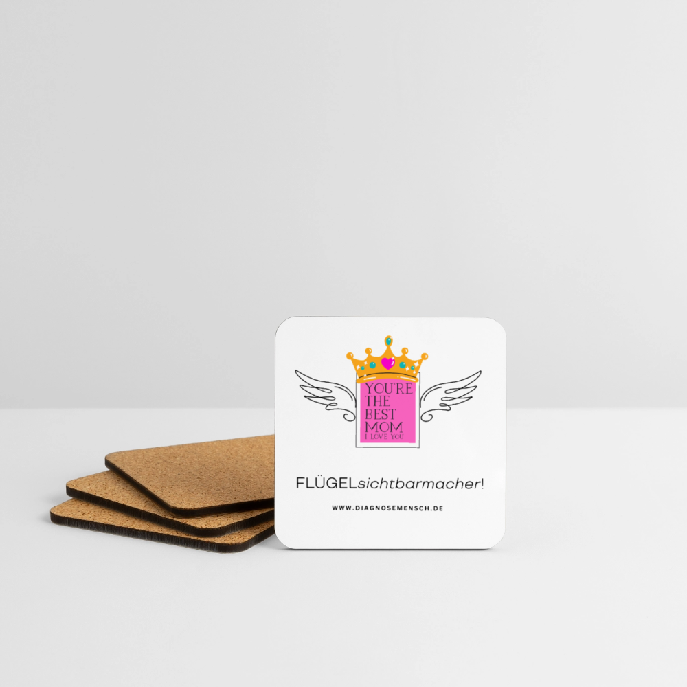 Untersetzer (4er-Set) "Flügel Mom" - Best Buddy - Weiß