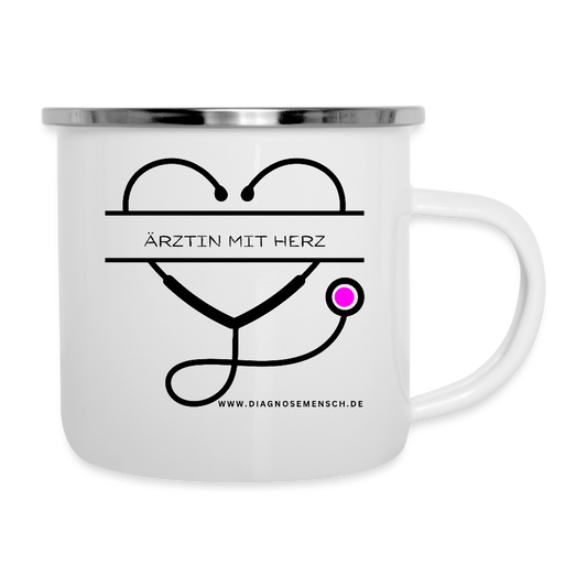 Emaille-Tasse "Ärztin mit Herz" - Best Buddy - Weiß