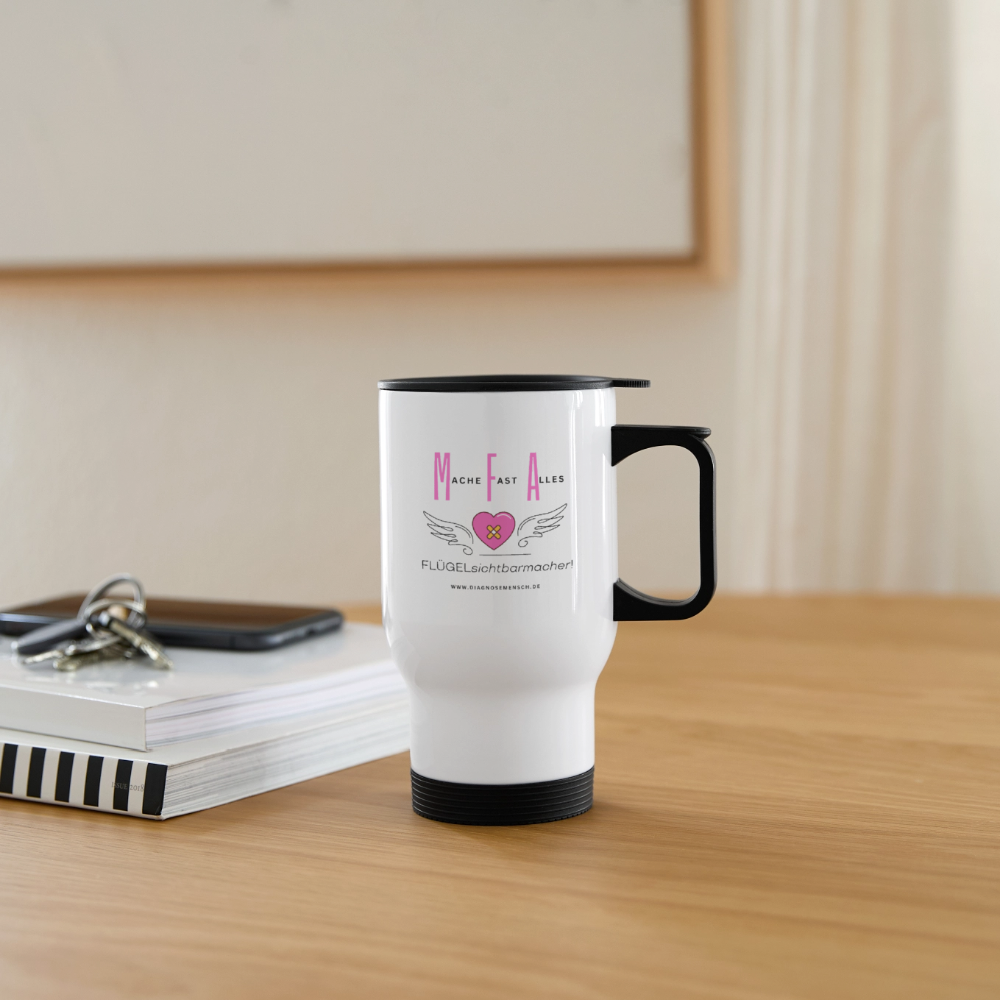 Thermobecher mit Tragegriff "MFA" - Best Buddy - Weiß