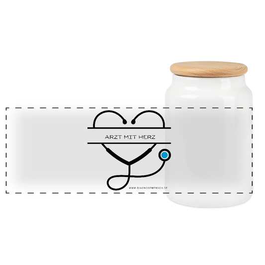 Keksdose mit Holzdeckel "Arzt mit Herz" - Best Buddy - Weiß