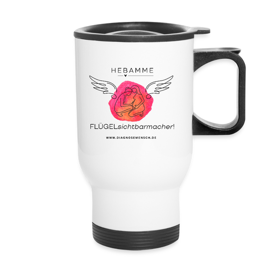Thermobecher mit Tragegriff "Flügel Hebammae" - Best Buddy - Weiß