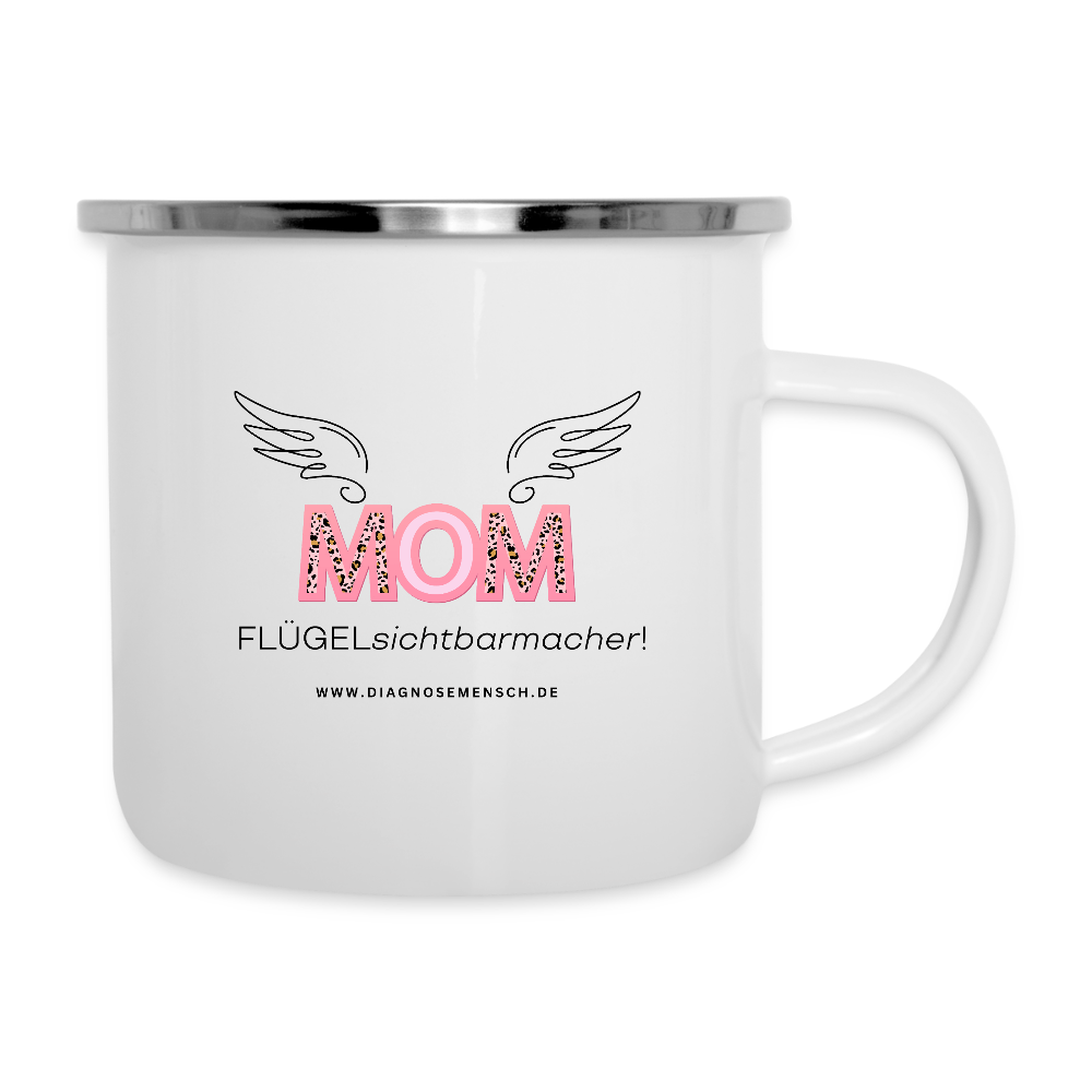 Emaille-Tasse "Flügel Mom" - Best Buddy - Weiß