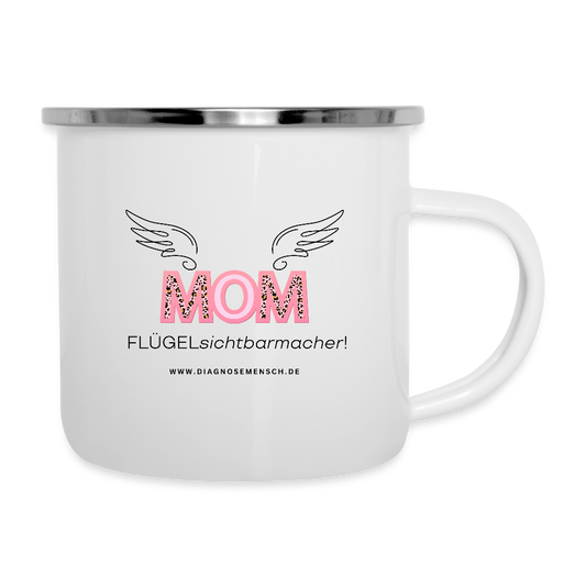 Emaille-Tasse "Flügel Mom" - Best Buddy - Weiß