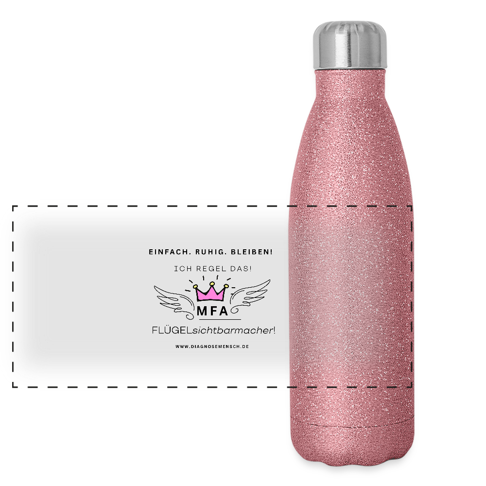 Glitzer Edelstahl Thermosflasche "MFA" - Best Buddy - Pink Glitzer
