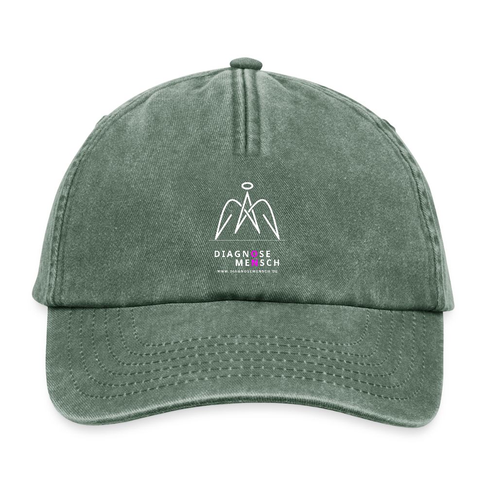 Relaxed Vintage Cap "Diagnose Mensch - ON" - Vintage Flaschengrün