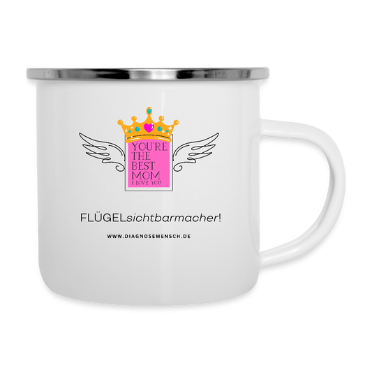 Emaille-Tasse "flügel Mom" - Best Buddy - Weiß