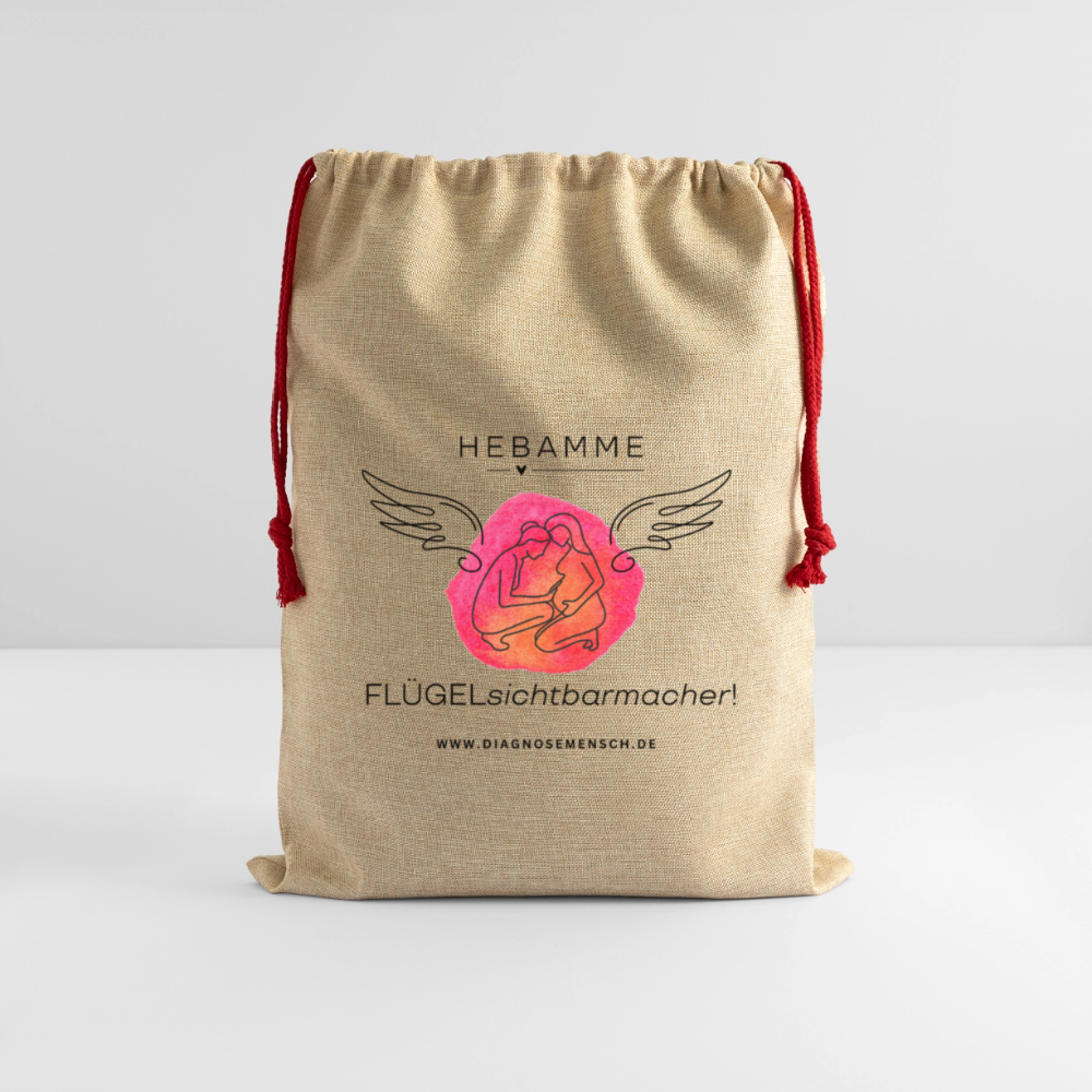 Jute Weihnachtssack "Hebamme" - Best Buddy - Beige