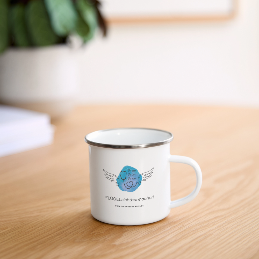 Emaille-Tasse "Flügel Doc" - Best Buddy - Weiß