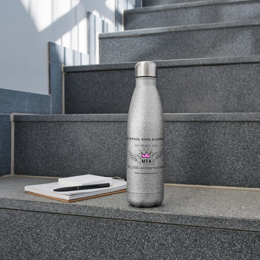 Glitzer Edelstahl Thermosflasche "MFA" - Best Buddy - Sliber Glitzer