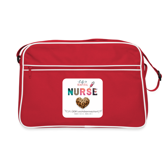 Retro Tasche "NURSE" - FLÜGELsichtbarmacher - Rot/Weiß