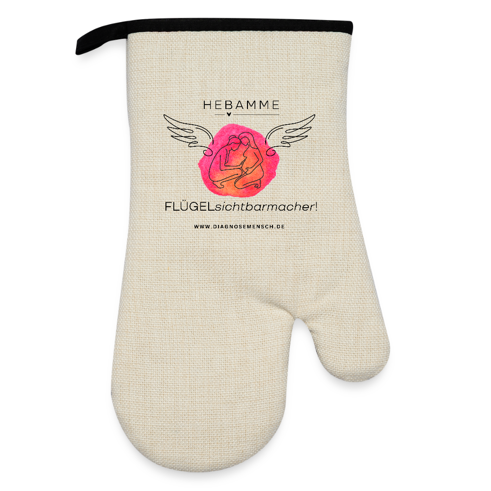 Ofenhandschuh mit Gummibeschichtung "Hebamme" - Best Buddy - Leinen/Schwarz