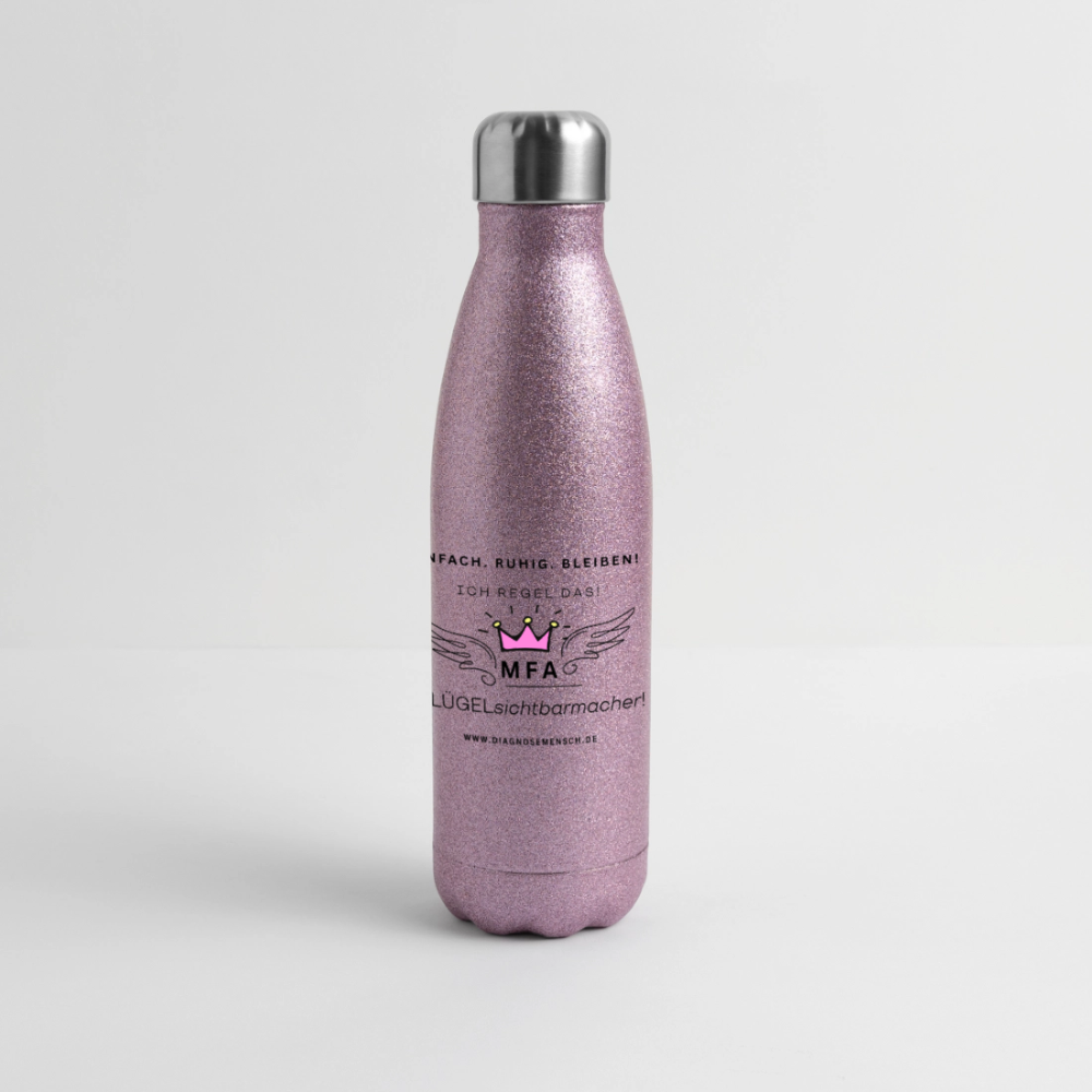 Glitzer Edelstahl Thermosflasche "MFA" - Best Buddy - Pink Glitzer