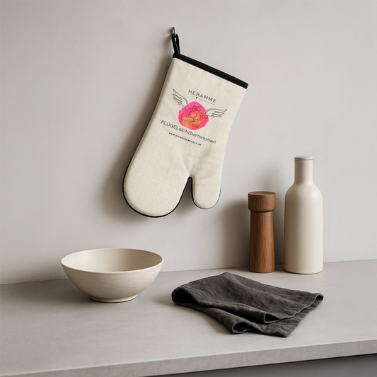 Ofenhandschuh mit Gummibeschichtung "Hebamme" - Best Buddy - Leinen/Schwarz