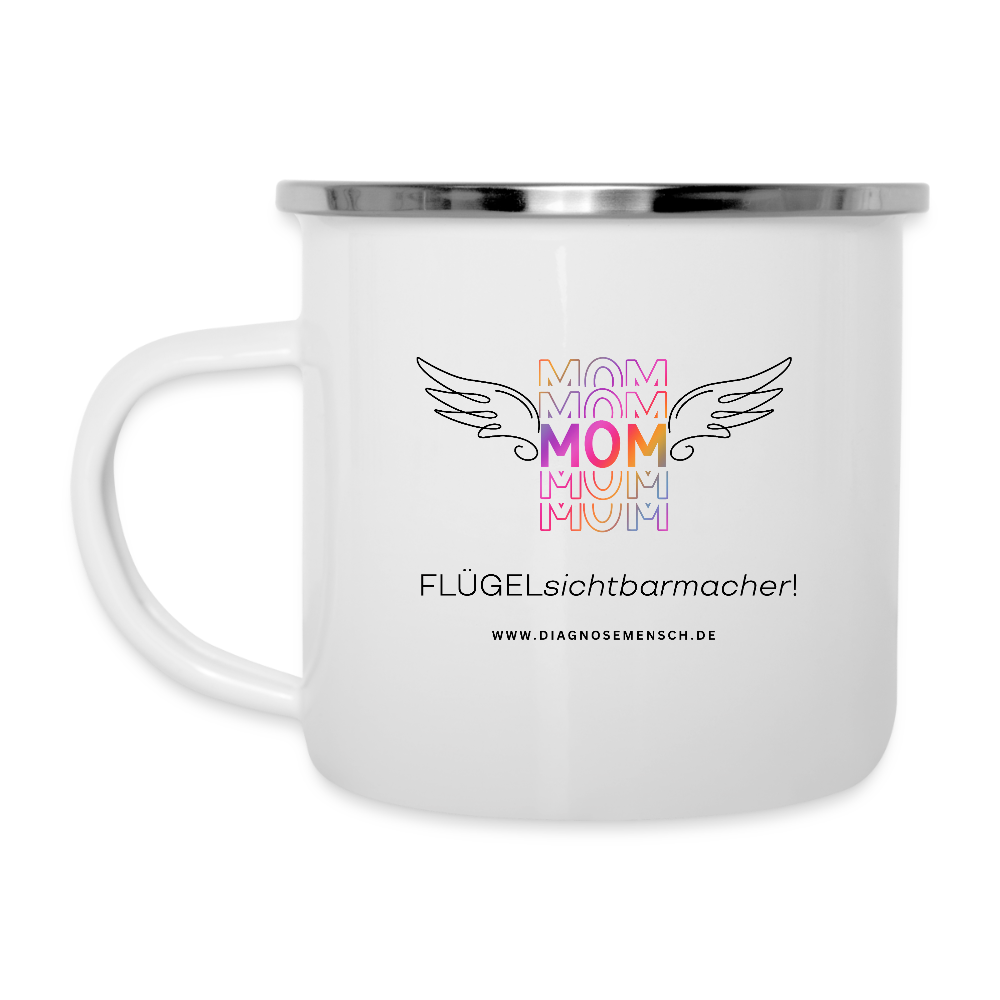 Emaille-Tasse "Flügel - Mom" - Best Buddy - Weiß