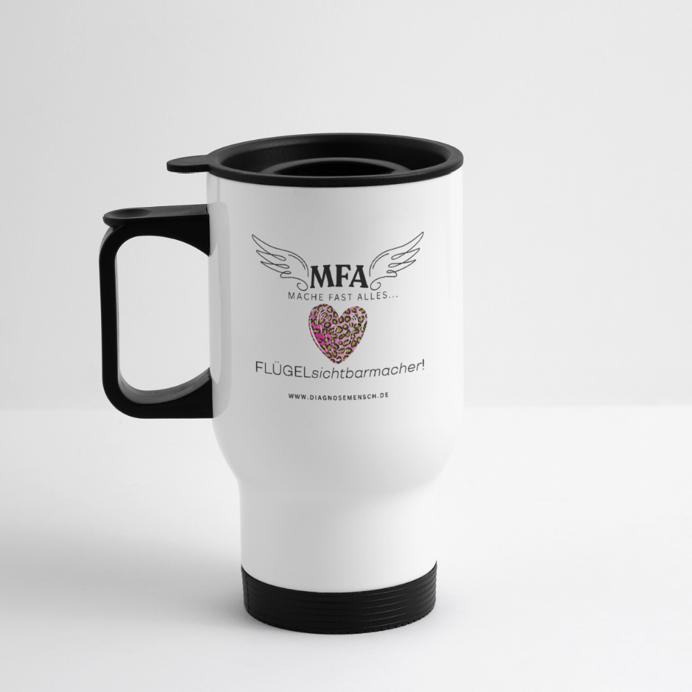 Thermobecher mit Tragegriff "MFA Leo" - Best Buddy - Weiß