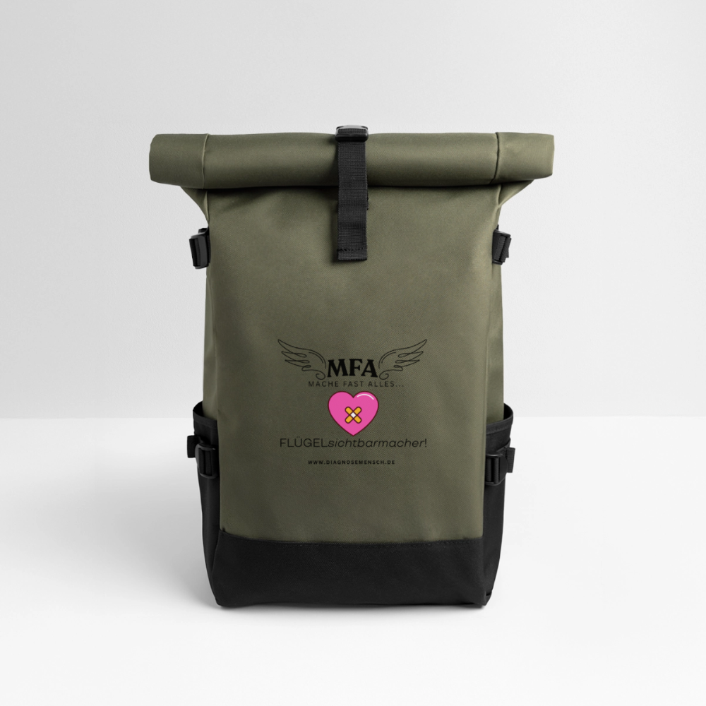 Rolltop Rucksack Navi "MFA HerzPflaster" - Best Buddy - Olive/Schwarz