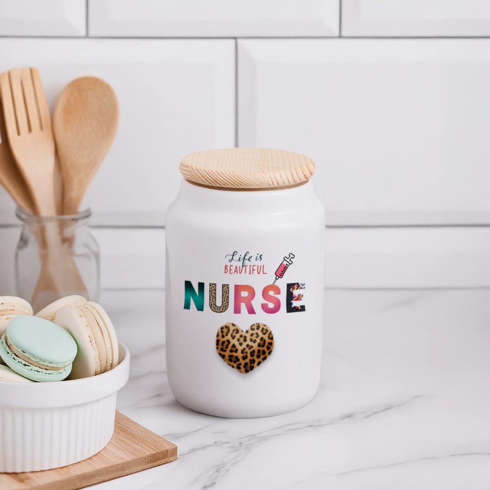 Keksdose mit Holzdeckel "Nurse" - Best Buddy - Weiß