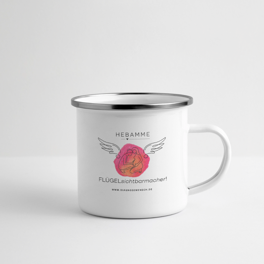 Emaille-Tasse "Flügel Hebamme" - Best Buddy - Weiß
