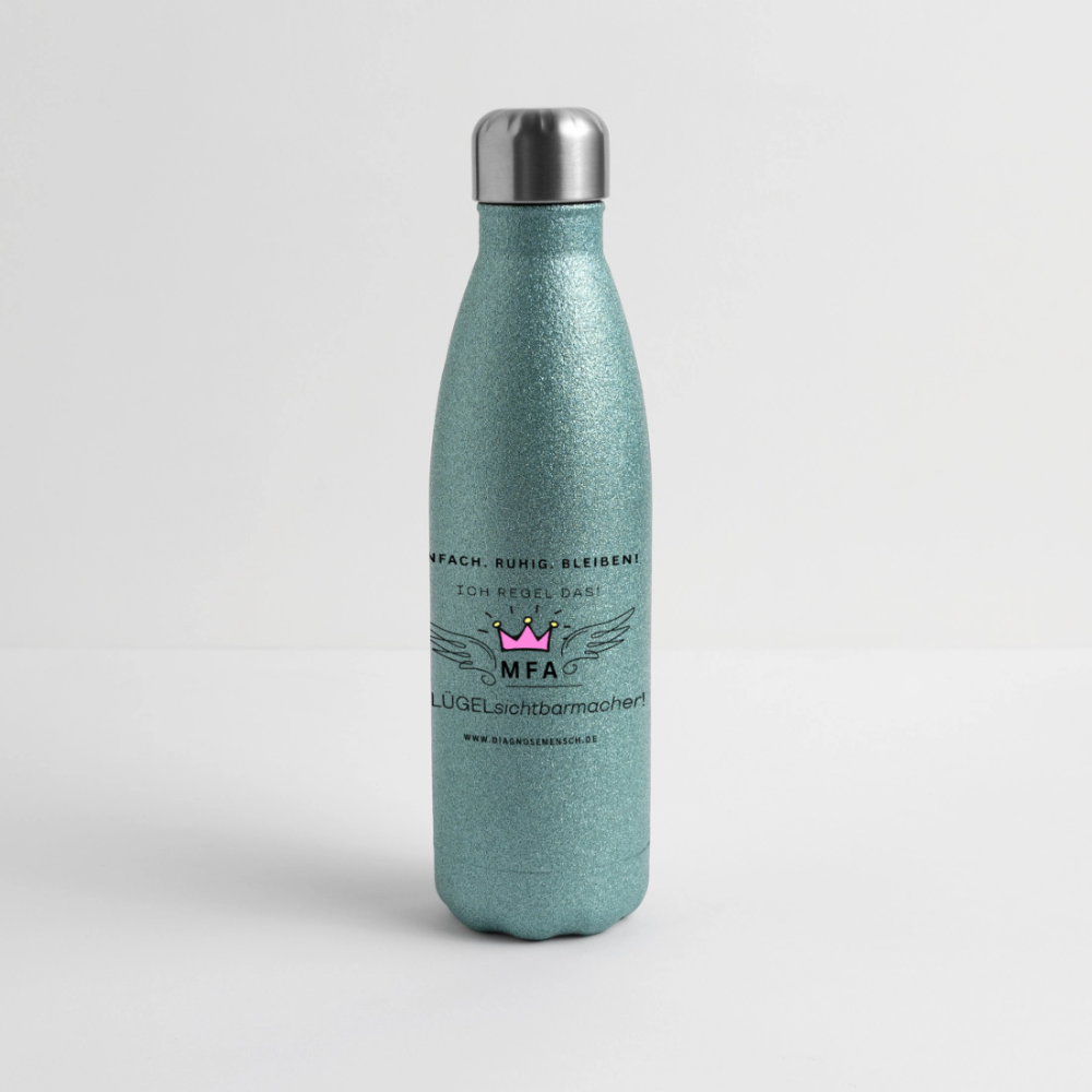 Glitzer Edelstahl Thermosflasche "MFA" - Best Buddy - Blau Glitzer