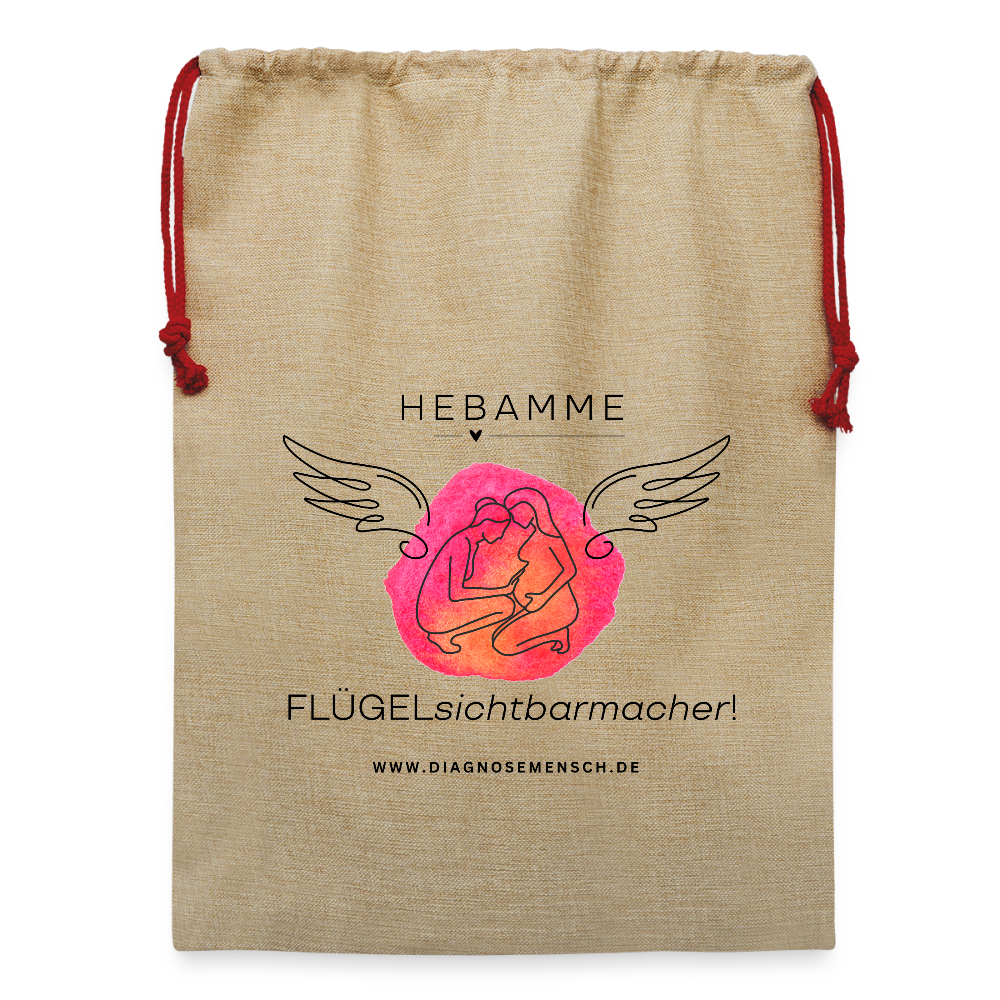 Jute Weihnachtssack "Hebamme" - Best Buddy - Beige