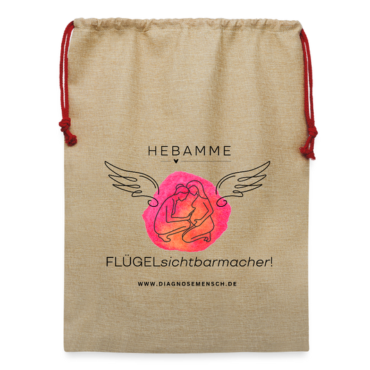 Jute Weihnachtssack "Hebamme" - Best Buddy - Beige