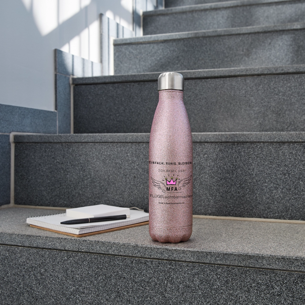 Glitzer Edelstahl Thermosflasche "MFA" - Best Buddy - Pink Glitzer