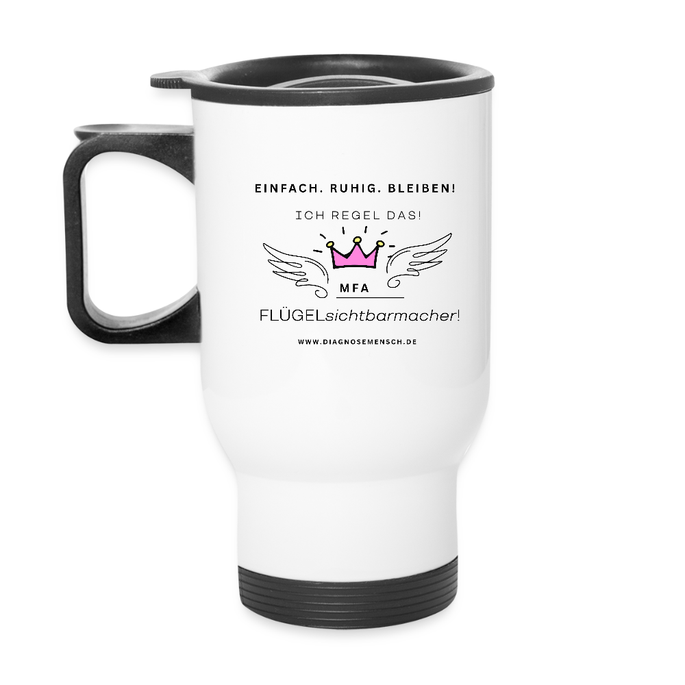 Thermobecher mit Tragegriff ;MFA" - Best Buddy - Weiß