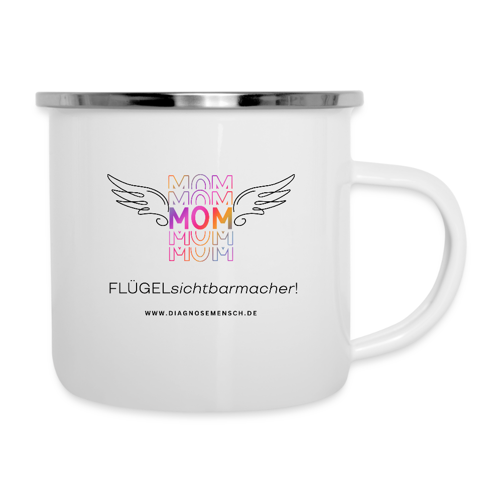 Emaille-Tasse "Flügel - Mom" - Best Buddy - Weiß