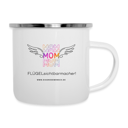 Emaille-Tasse "Flügel - Mom" - Best Buddy - Weiß