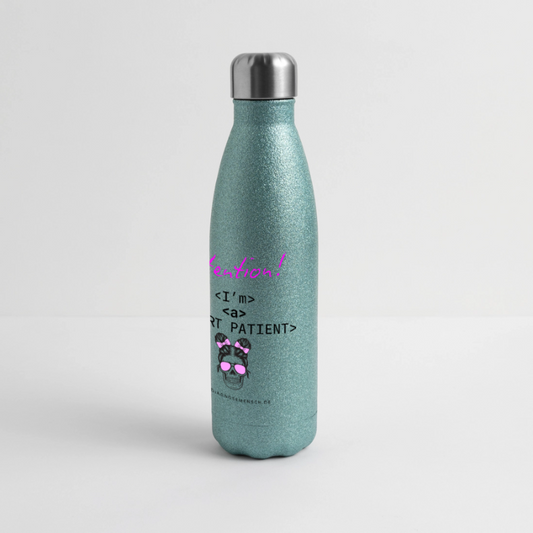 Glitzer Edelstahl Thermosflasche "I'm a smart patient" - Bad Girl - Blau Glitzer