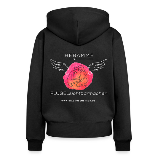 Frauen Premium Kapuzenjacke "Hebamm" - Best Buddy - Schwarz