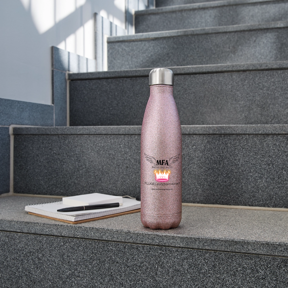 Glitzer Edelstahl Thermosflasche "MFA CROWN" - Best Buddy - Pink Glitzer