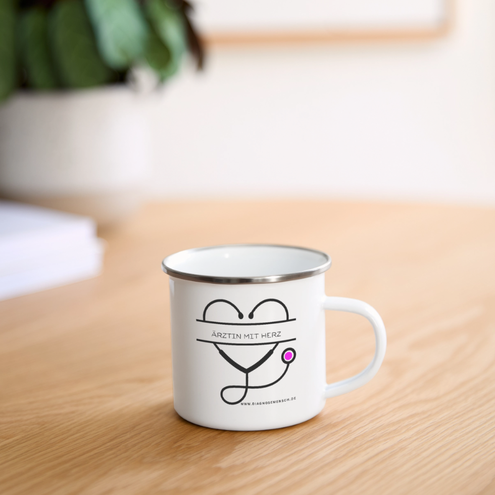 Emaille-Tasse "Ärztin mit Herz" - Best Buddy - Weiß