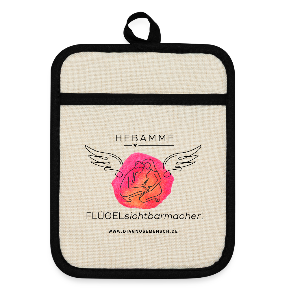 Topflappen mit Gummirückseite "Hebamme" - Best Buddy - Leinen/Schwarz