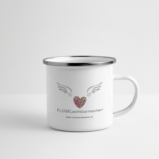 Emaille-Tasse "Flügel" - Best Buddy - Weiß
