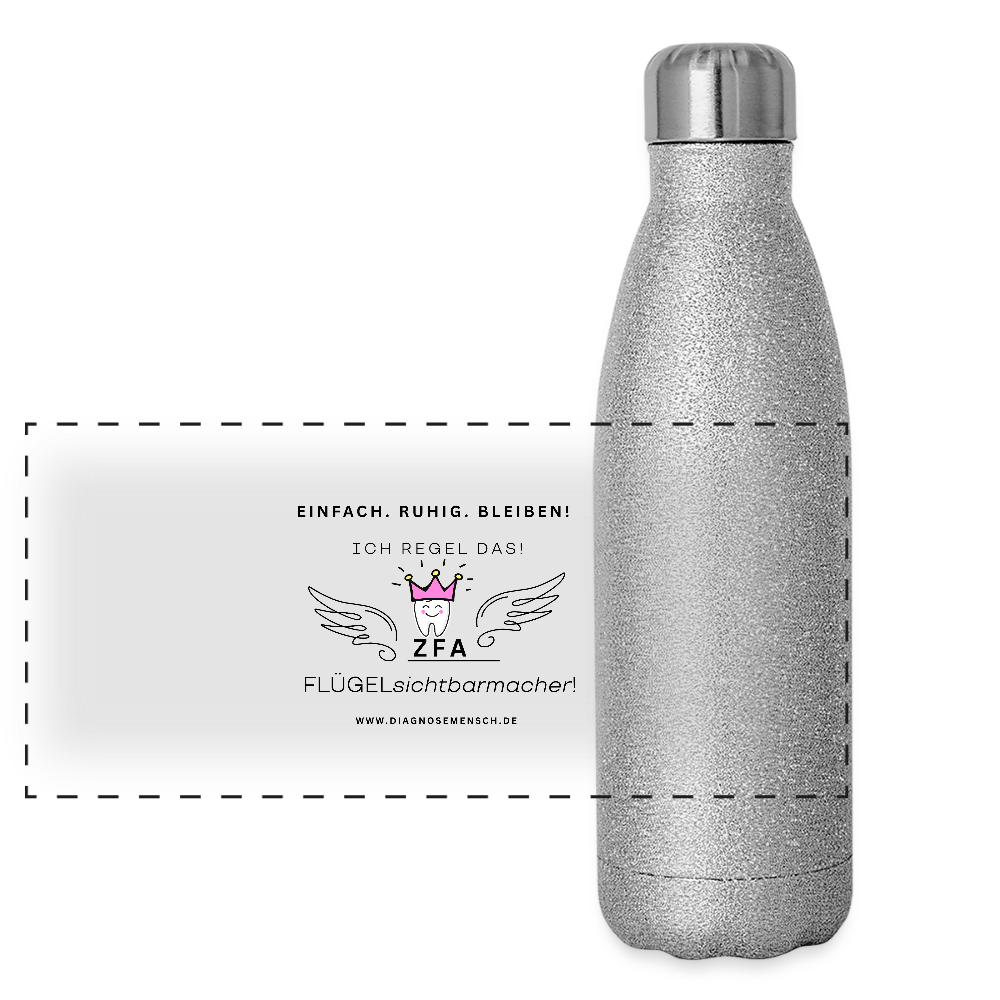 Glitzer Edelstahl Thermosflasche "ZFA" - Best Buddy - Sliber Glitzer